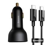 Baseus ładowarka samochodowa Superme PD 100W 1x USB 1x USB-C czarna + kabel USB-C - USB-C