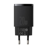 Baseus ładowarka sieciowa Compact PD 20W 1x USB-C 1x USB czarna