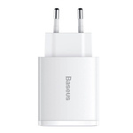 Baseus ładowarka sieciowa Compact PD 30W 1x USB-C 2x USB biała