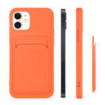 CARD CASE SILICONE WALLET CASE WITH CARD HOLDER DOCUMENTS FOR IPHONE 12 PRO MAX ORANGE