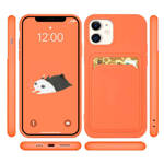 CARD CASE SILICONE WALLET CASE WITH CARD HOLDER DOCUMENTS FOR IPHONE 12 PRO MAX ORANGE