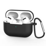 CASE FOR AIRPODS PRO 2 / AIRPODS PRO SILICONE SOFT CASE FOR HEADPHONES + KEYCHAIN LOBSTER CLASP PENDANT BLACK (CASE D)