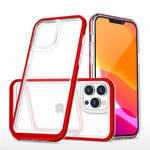 CLEAR 3IN1 CASE FOR IPHONE 14 PRO MAX SILICONE COVER WITH FRAME RED