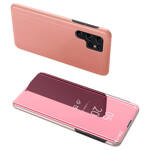 CLEAR VIEW CASE COVER FOR SAMSUNG GALAXY S23 ULTRA COVER WITH A FLAP PINK