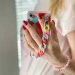 COLOR CHAIN CASE GEL FLEXIBLE ELASTIC CASE COVER WITH A CHAIN PENDANT FOR IPHONE 12 MULTICOLOUR