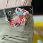 COLOR CHAIN CASE GEL FLEXIBLE ELASTIC CASE COVER WITH A CHAIN PENDANT FOR IPHONE 12 MULTICOLOUR