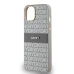 DKNY DKHCP14SPRTHSLE iPhone 14 / 15 / 13 6.1" beżowy/beige hardcase Leather Mono Stripe & Metal Logo