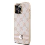 DKNY DKHCP14XPCPTSSP iPhone 14 Pro Max 6.7" różowy/pink hardcase Leather Checkered Mono Pattern & Printed Stripes