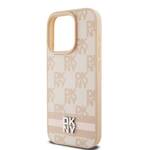 DKNY DKHCP15LPCPTSSP iPhone 15 Pro 6.1" różowy/pink hardcase Leather Checkered Mono Pattern & Printed Stripes