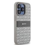 DKNY DKHCP15LPRTHSLE iPhone 15 Pro 6.1" beżowy/beige hardcase Leather Mono Stripe & Metal Logo