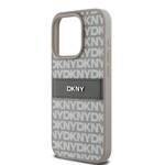 DKNY DKHCP15LPRTHSLE iPhone 15 Pro 6.1" beżowy/beige hardcase Leather Mono Stripe & Metal Logo