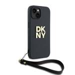 DKNY DKHCP15SPBSWSK iPhone 15 / 14 /13 6.1" czarny/black hardcase Wrist Strap Stock Logo