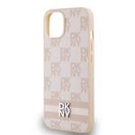 DKNY DKHCP15SPCPTSSP iPhone 15 / 14 / 13 6.1" różowy/pink hardcase Leather Checkered Mono Pattern & Printed Stripes