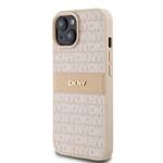 DKNY DKHCP15SPRTHSLP iPhone 15 / 14 / 13 6.1" różowy/pink hardcase Leather Mono Stripe & Metal Logo