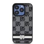 DKNY DKHCP15XPCPTSSK iPhone 15 Pro Max 6.7" czarny/black hardcase Leather Checkered Mono Pattern & Printed Stripes