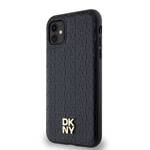 DKNY DKHMN61PSHRPSK iPhone 11 / Xr 6.1" czarny/black hardcase Leather Monogram Pattern Metal Logo MagSafe