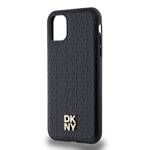 DKNY DKHMN61PSHRPSK iPhone 11 / Xr 6.1" czarny/black hardcase Leather Monogram Pattern Metal Logo MagSafe