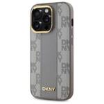 DKNY DKHMP14LPCPVSLE iPhone 14 Pro 6.1" beżowy/beige hardcase Leather Checkered Mono Pattern MagSafe