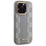 DKNY DKHMP14LPCPVSLE iPhone 14 Pro 6.1" beżowy/beige hardcase Leather Checkered Mono Pattern MagSafe