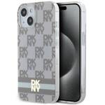 DKNY DKHMP14SHCPTSE iPhone 14 / 15 / 13 6.1" beżowy/beige hardcase IML Checkered Mono Pattern & Printed Stripes MagSafe