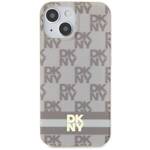 DKNY DKHMP14SHCPTSE iPhone 14 / 15 / 13 6.1" beżowy/beige hardcase IML Checkered Mono Pattern & Printed Stripes MagSafe