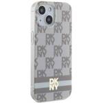 DKNY DKHMP14SHCPTSE iPhone 14 / 15 / 13 6.1" beżowy/beige hardcase IML Checkered Mono Pattern & Printed Stripes MagSafe