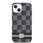 DKNY DKHMP14SHCPTSK iPhone 14 / 15 / 13 6.1" czarny/black hardcase IML Checkered Mono Pattern & Printed Stripes MagSafe