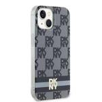 DKNY DKHMP14SHCPTSK iPhone 14 / 15 / 13 6.1" czarny/black hardcase IML Checkered Mono Pattern & Printed Stripes MagSafe