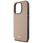 DKNY DKHMP15LPGHLME iPhone 15 Pro 6.1"    beżowy/beige hardcase Grained Metal Logo MagSafe