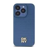 DKNY DKHMP15LPSHRPSB iPhone 15 Pro 6.1" niebieski/blue hardcase Leather Monogram Pattern Metal Logo MagSafe