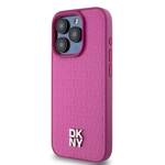 DKNY DKHMP15LPSHRPSP iPhone 15 Pro 6.1" różowy/pink hardcase Leather Monogram Pattern Metal Logo MagSafe