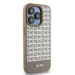 DKNY DKHMP15LPSOSPW iPhone 15 Pro 6.1" brązowy/brown hardcase Leather Printed Pattern Metal Logo MagSafe