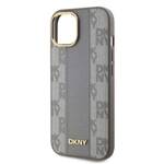 DKNY DKHMP15SPCPVSLE iPhone 15 6.1" beżowy/beige hardcase Leather Checkered Mono Pattern MagSafe