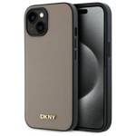 DKNY DKHMP15SPGHLME iPhone 15 6.1"        beżowy/beige hardcase Grained Metal Logo MagSafe