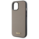 DKNY DKHMP15SPGHLME iPhone 15 6.1"        beżowy/beige hardcase Grained Metal Logo MagSafe