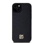 DKNY DKHMP15SPSHRPSK iPhone 15 / 14 / 13 6.1" czarny/black hardcase Leather Pattern Metal Logo MagSafe