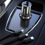 DUDAO 3IN1 USB CAR CHARGER 3,4 A BUILT-IN CABLE LIGHTNING / USB TYPE C / MICRO USB BLACK (R5PRON BLACK)