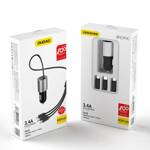 DUDAO 3IN1 USB CAR CHARGER 3,4 A BUILT-IN CABLE LIGHTNING / USB TYPE C / MICRO USB BLACK (R5PRON BLACK)