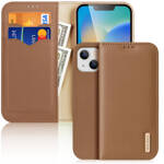 DUX DUCIS HIVO LEATHER FLIP COVER GENUINE LEATHER WALLET FOR CARDS AND DOCUMENTS IPHONE 14 PLUS BROWN