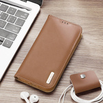 DUX DUCIS HIVO LEATHER FLIP COVER GENUINE LEATHER WALLET FOR CARDS AND DOCUMENTS IPHONE 14 PRO BROWN