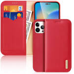 DUX DUCIS HIVO LEATHER FLIP COVER GENUINE LEATHER WALLET FOR CARDS AND DOCUMENTS IPHONE 14 PRO MAX RED