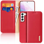 DUX DUCIS HIVO LEATHER FLIP COVER GENUINE LEATHER WALLET FOR CARDS AND DOCUMENTS SAMSUNG GALAXY S22 RED