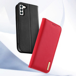 DUX DUCIS HIVO LEATHER FLIP COVER GENUINE LEATHER WALLET FOR CARDS AND DOCUMENTS SAMSUNG GALAXY S22 RED