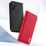 DUX DUCIS HIVO LEATHER FLIP COVER GENUINE LEATHER WALLET FOR CARDS AND DOCUMENTS SAMSUNG GALAXY S22 + (S22 PLUS) RED
