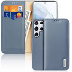 DUX DUCIS HIVO LEATHER FLIP COVER GENUINE LEATHER WALLET FOR CARDS AND DOCUMENTS SAMSUNG GALAXY S22 ULTRA BLUE