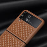 DUX DUCIS VENICE LEATHER CASE FOR SAMSUNG GALAXY Z FLIP 3 GENUINE LEATHER COVER BROWN