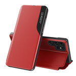 ECO LEATHER VIEW CASE CASE FOR SAMSUNG GALAXY S23 ULTRA WITH A FLIP STAND RED