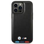 Etui BMW BMHMP14X22PTDK iPhone 14 Pro Max 6,7" czarny/black Leather Stamp Tricolor Magsafe