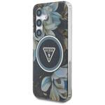 Etui Guess Glitter Flowers Triangle       Buttons MagSafe do Samsung Galaxy S25 czarny