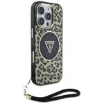 Etui Guess HC IML Leopard Triangle Cord   Strap do iPhone 16 Pro MagSafe brązowy